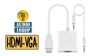 Cabo adaptador HDMI macho a VGA fêmea com jack 3.5 mm 0.20 m