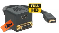 Cabo divisor HDMI Macho a HDMI Fêmea + DVI-D Fêmea 0.2m preto