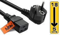 Cabo de alimentação schuko com conector C19 preto
