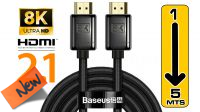 BS 3985 : Cabo Baseus HDMI 2.1 M/M 8K@60Hz, 4K@120Hz Alumínio e Nylon preto 2m (5 m)