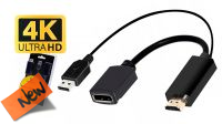 Adaptador HDMI Macho - DisplayPort Fêmea / USB Macho 4K preto 15cm