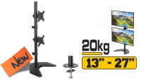 Suporte de mesa com base 2 monitores vertical 13/27" preto 20Kg máx.