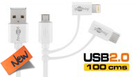 Cable de datos y carga USB - Micro B con adaptador de luz 08P / USB C blanco 1m.