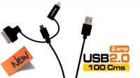 Cabo de dados/carga USB a Micro B con adaptador Lightning 08P/30P negro 1m