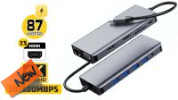 Docking 12in1 USB C M-RJ45 VGA 2xUSB3.0 2xUSB2.0 2xHDMI Doble monitor 2xSD/TF Jack3.5 100W PD
