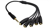 Cable adaptador audio estéreo jack 3.5mm Macho a 5 x Jack 3.5mm Hembra negro 0.2m