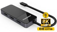 Multiplicador USB-C a Displayport 3p. (DP1.4) suporta 8K@60Hz