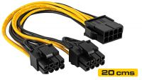 Cabo adaptador 8P PCI-E F - 2x 8pin (6+2) PCI-E M 20cm