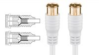 Cable de antena exterior crimpado rapido F plug a F plug 75 Ohm Blanco 1.5m