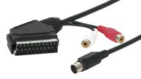 Cabo SCART Macho a RGB 9 pinos Macho + Audio 2xRCA F 1m