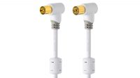 Cable coaxial 75 Ohm (100dB)  antena M/F 90º Gold Plated Blanco