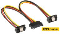 Cabo de alimentação interno SATA 1 x Macho a 2 x Fêmea 90º 20cm