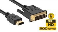 Cabo adaptador HDMI v1.3b a DVI (24+1)  c/Filtros 1080P M/M  2 m.