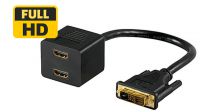 Cable divisor dorado DVI (24+1) Macho a 2 x HDMI Hembra