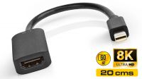 Adaptador mini DisplayPort M a HDMI H V1.4 8K a 60Hz Negro 0.2m