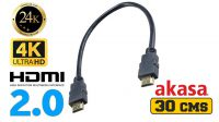 Cable HDMI 2.0 4K 3D 1080P Gold Plated Negro 0.3m