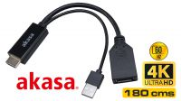 Adaptador HDMI Macho a Displayport Hembra Con USB Macho 4K a 60Hz Negro