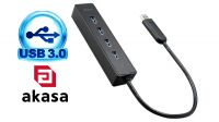 Hub USB compacto 4 portas 3.0 externo preto