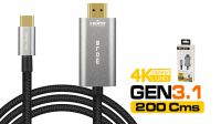 Cable de monitor USB-C 3.1 a HDMI 2.0/1.4 M/M 4K 3D Negro 2m.