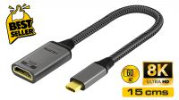 Cable adaptador USB 3.1 C - HDMI 8K@60Hz Gris 15cm