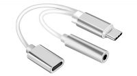 Cabo adaptador USB C para conetor Jack 3.5+ USB C - F