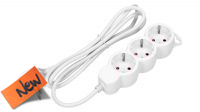 BN 3006 : Régua 3 tomadas Schuko 16A sem interruptor 5m (Branco)