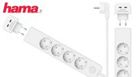 Regleta hama 4 x Schuko+1 Euro con transformador 2 x USB-C QC Blanco 1.4m