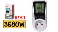 Medidor de energia e consumo dupla tarifa digital LCD Máx. 16A 230V Branco