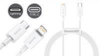 Cabo Baseus USB-C - Lightning, Serie Superior PD20W branco 1 m.