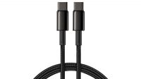 Cable Baseus Tungsten Gold USB C M/M,  PD20W  (100W) Alu.Nylon  Negro 2m.