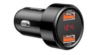 Carregador isqueiro Baseus 12/24V  2XUSB-A, QC3.0 Max6A 45W negro