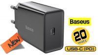 BS 8653W : Carregador Baseus 1x USB-C 20W QC Máx. 3A preto (Branco)