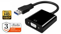 Adaptador cRadia USB  3.0 a VGA 1080P@ 60Hz negro 0.15 m.