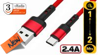 CR 2805 : Cabo cRadia USB 3.1- C macho - USB 2.0 A macho max. 2.4Amp vermelho (1 m)