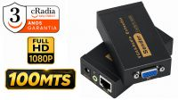 Emissor e receptor Cradia VGA e Audio até 100 m. por cabo rede Cat 5E/6