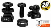 Kit cRadia de Parafusos Philips M6 para RACK Preto (20uni.)