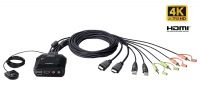 KVM mini USB/HDMI 2>1 HDCP 2.2 com comando 4K res. 4096x2160@60Hz