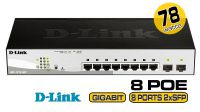 Switch D-Link  DGS-1210-08P web smart gigabit 8 x+2xPoe c/2 combo/SFP