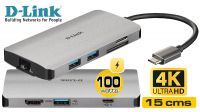 Hub D-Link DUB-M810 USB-C 8 in1 HDMI, RJ45, 3 x USB3.0, PD, microSD