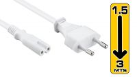 Cable de alimentación Notebook CEE7/16 (Euro) - IEC C7 (2pin, Europlug) Blanco