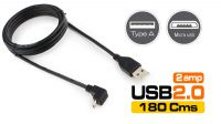 Cable USB 2.0 A-micro B angulado 1.8m negro