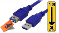 GB 3511 : Cabo USB 3.0 A/A  M/F em azul (1.80 m)