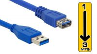 Cabo USB 3.0 A/A  M/F em azul