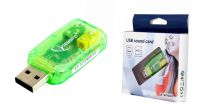 Placa de som por USB 3.5mm micro/auscultador verde transparente