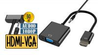 Cabo adaptador HDMI Macho a VGA Fêmea + Jack 3.5mm 15cm