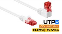 Cable de red U/UTP Cat.6 CCA 1x 90º angulado Blanco 1m