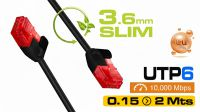 Cable de red Slim U/UTP Cat.6 CU Negro