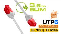 Cable de red Slim U/UTP Phasak Cat.6 certificado CU Gris