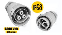 Conector estanque de 3 pinos para exterior IP68