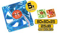 Ventilador KEPLER 80x80 de cores com 4 leds UV (5 unidades)